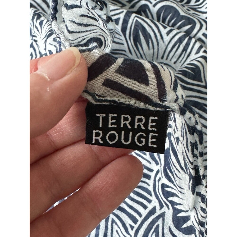 Terre Rouge France Navy & White Floral Oversized Airy Scarf Wrap Sarong Boho - Picture 5 of 7